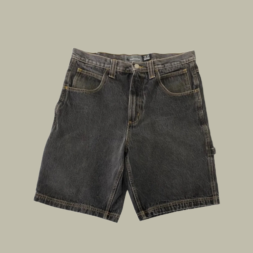 ⚙️ Foot Locker 90s Y2K Aesthetic Oversized Faded Black Carpenter Shorts